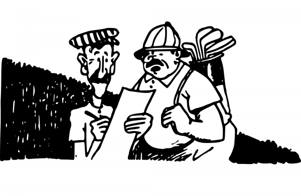 Vintage Golf Cartoon Writing Score coloring page image