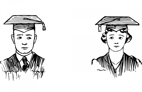 Vintage Graduating Students coloring page image
