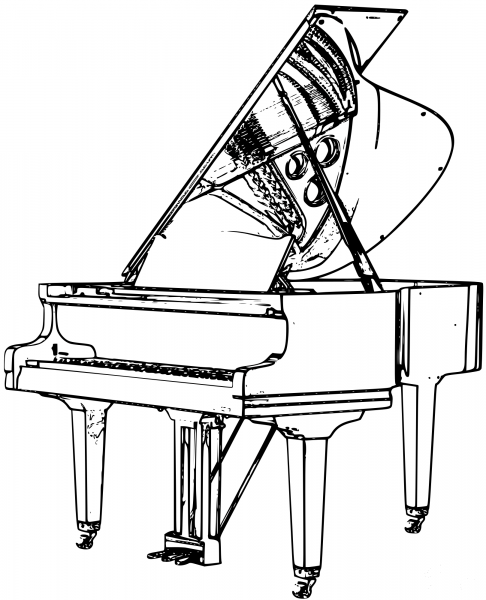 Vintage Grand Piano coloring page image