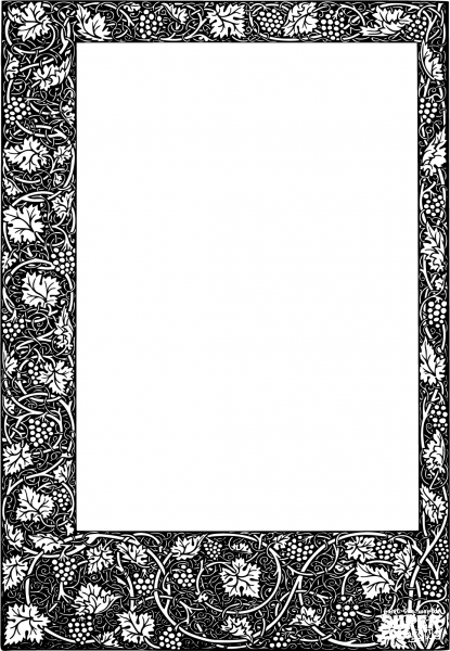 Vintage Grapes Frame coloring page image
