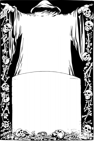 Vintage Grim Reaper Border coloring page image