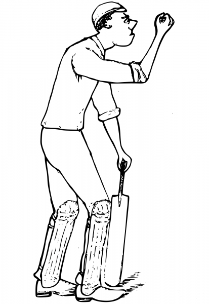 Vintage Grumpy Cricketer coloring page image