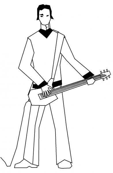 Vintage Guitarist coloring page image