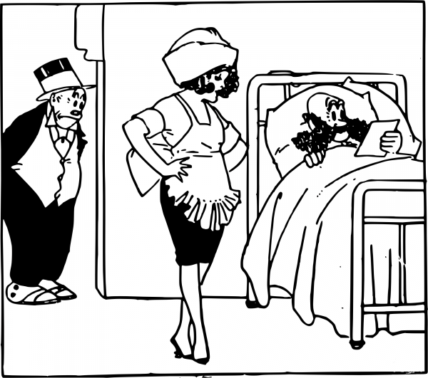 Vintage Guy in Bed coloring page image