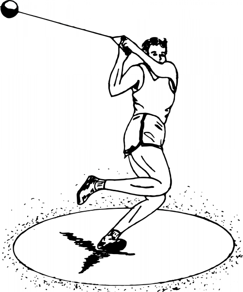 Vintage Hammer Thrower coloring page image