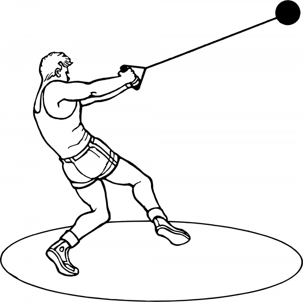 Vintage Hammer Thrower coloring page image