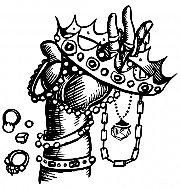 Vintage Hand on the Crown Jewels coloring page image