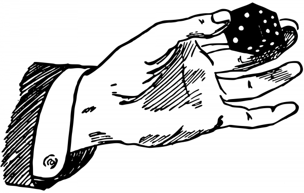 Vintage Hand with Dice coloring page image