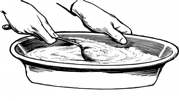 Vintage Hands Bowl and a Spoon coloring page image