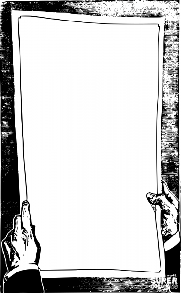 Vintage Hands Holding Paper Frame coloring page image