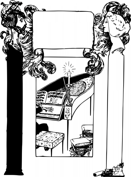 Vintage Hands Playing Piano coloring page image