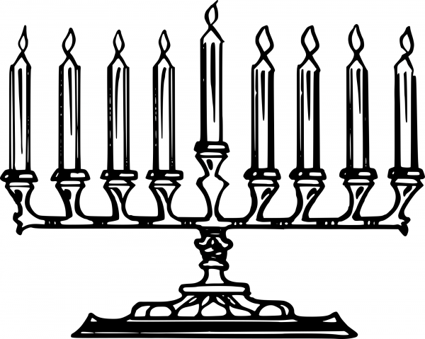 Vintage Hanukkah Menorah coloring page image