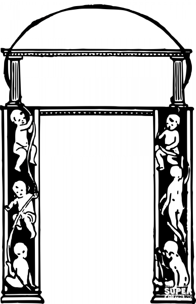 Vintage Happy Babies Frame coloring page image