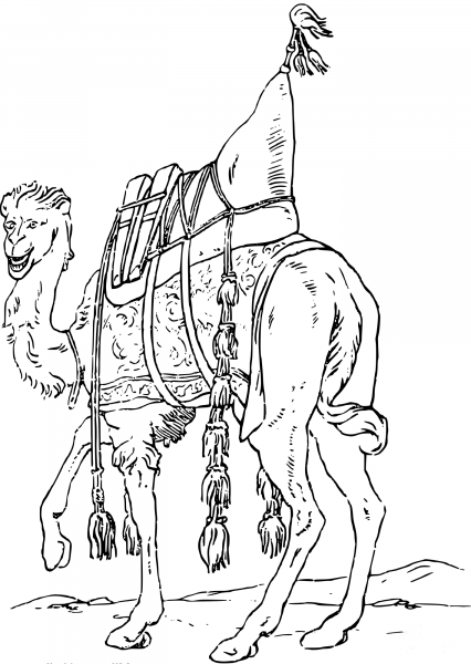 Vintage Happy Camel coloring page image