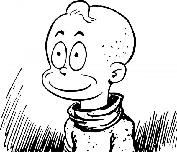 Vintage Happy Looking Boy coloring page image