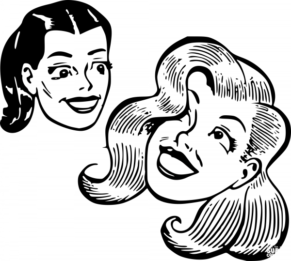 Vintage Happy Women coloring page image