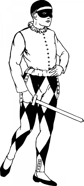 Vintage Harlequin coloring page image