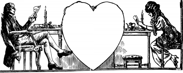 Vintage Heart Couple Frame coloring page image