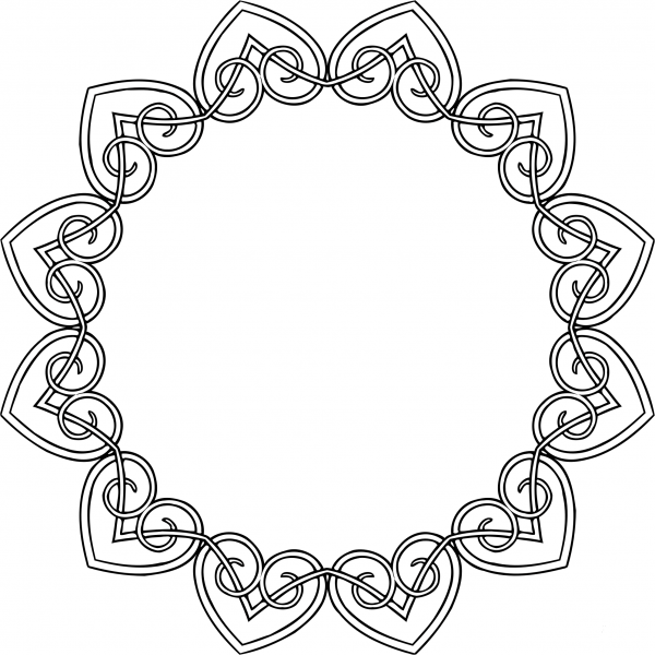 Vintage Hearts Frame coloring page image