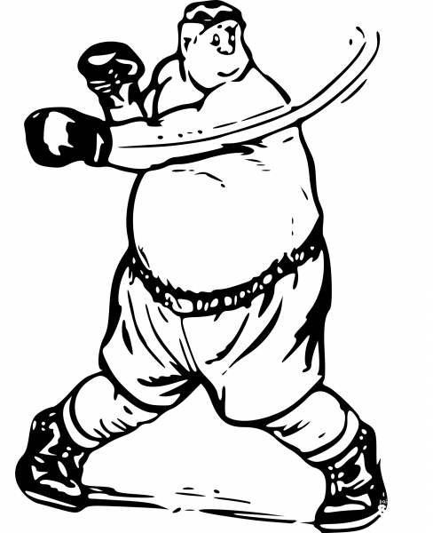 Vintage Heavy Boxer coloring page image