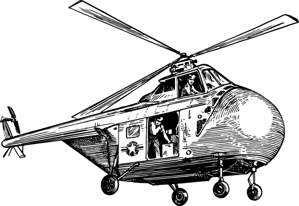 Vintage Helicopter coloring page image