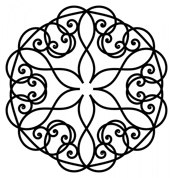 Vintage Hexagon Flourish coloring page image