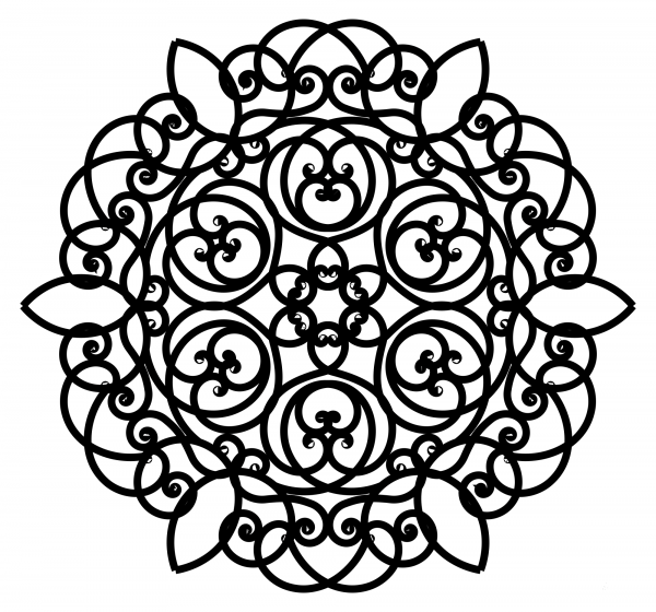 Vintage Hexagon Flourish coloring page image