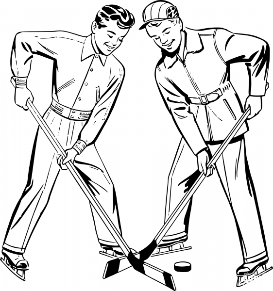 Vintage Hockey Kids coloring page image