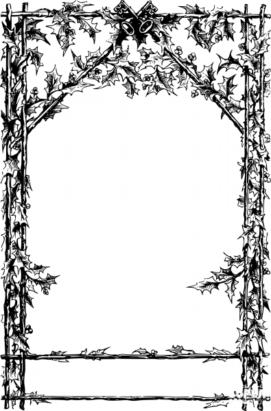 Vintage Holly Frame coloring page image