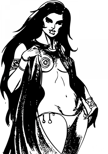 Vintage Horror Bikini Woman coloring page image