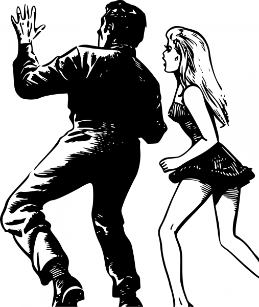 Vintage Horror Couple coloring page image