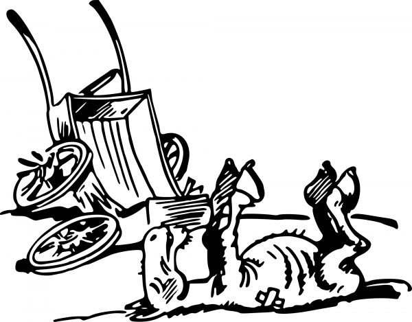 Vintage Horse and Cart Wreck coloring page image