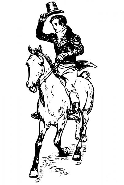 Vintage Horse and Rider coloring page image