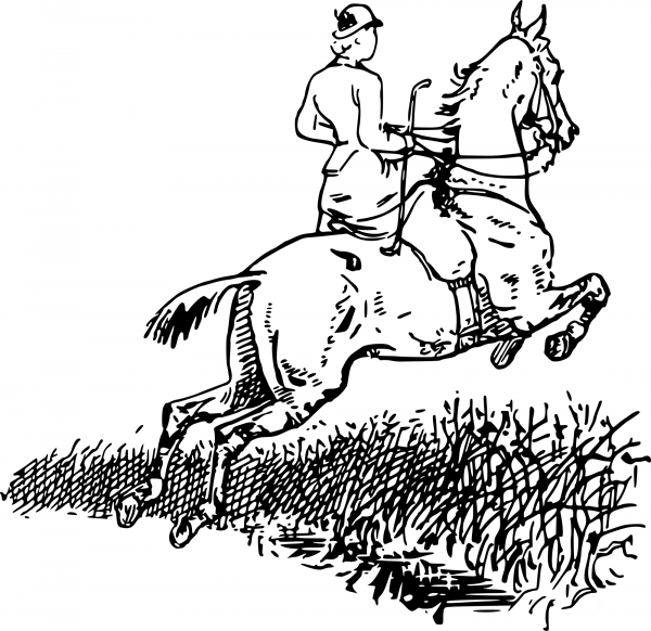 Vintage Horse and Rider coloring page image