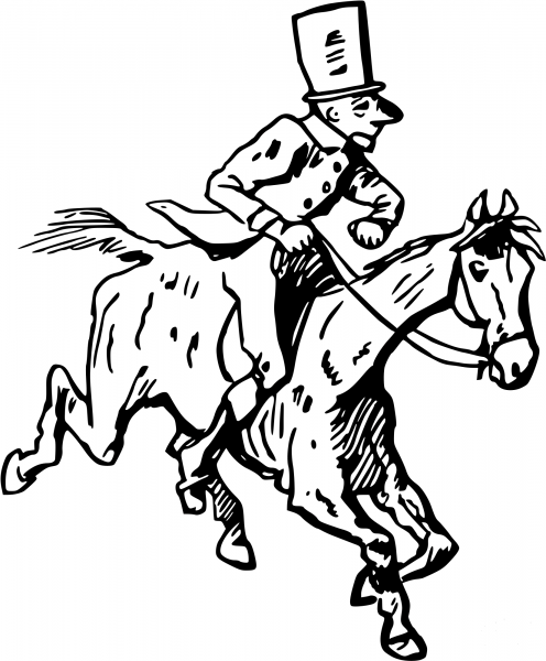 Vintage Horse and Rider coloring page image