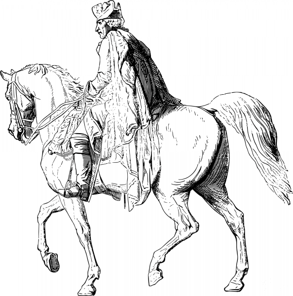 Vintage Horse and Rider coloring page image