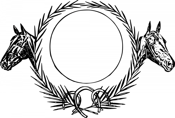 Vintage Horse Head Circle Frame coloring page image