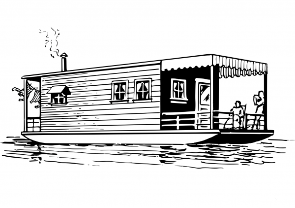 Vintage Houseboat coloring page image