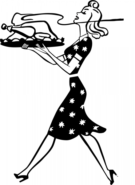 Vintage Housewife with Turkey Remix coloring page image