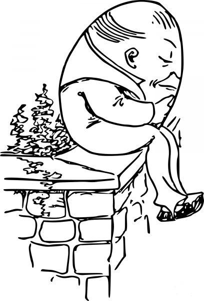 Vintage Humpty Dumpty Sat on a Wall coloring page image
