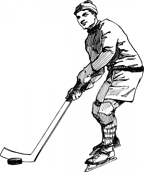 Vintage Ice Hockey Man coloring page image