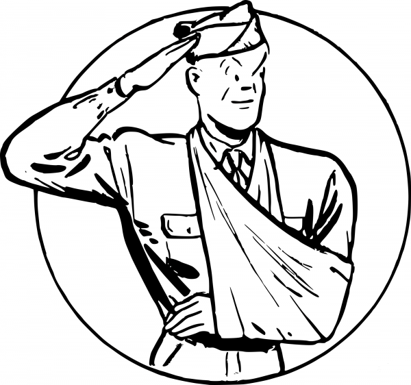 Vintage Injured Soldier coloring page image