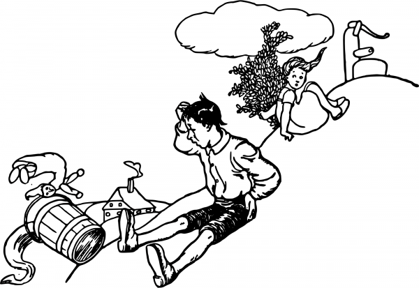 Vintage Jack and Jill coloring page image