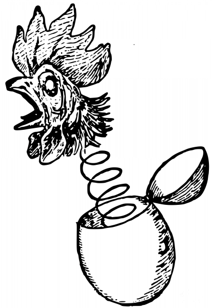 Vintage Jack in the Egg Rooster coloring page image
