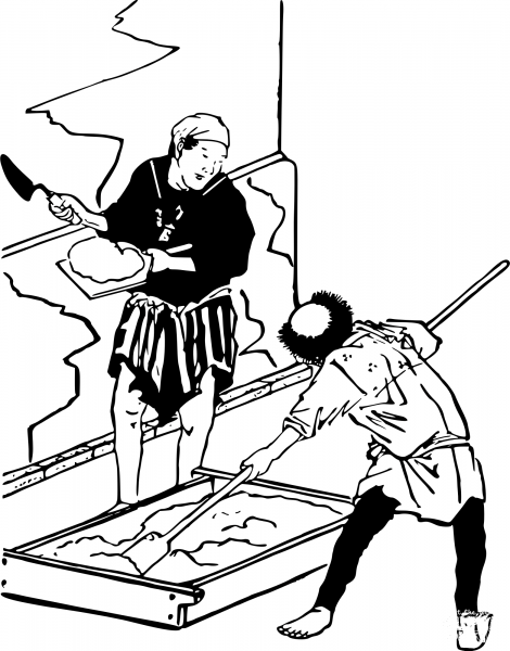 Vintage Japanese Plasterers coloring page image