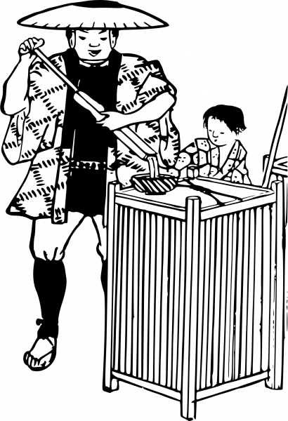 Vintage Japanese Seaweed Isinglass Seller coloring page image