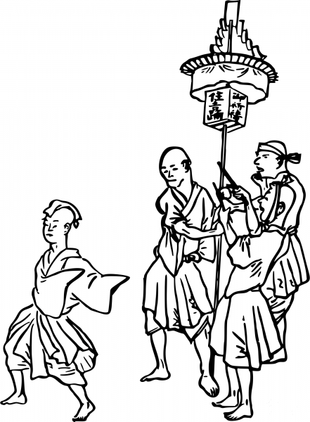 Vintage Japanese Street Dancers coloring page image