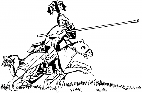 Vintage Jousting Knight coloring page image