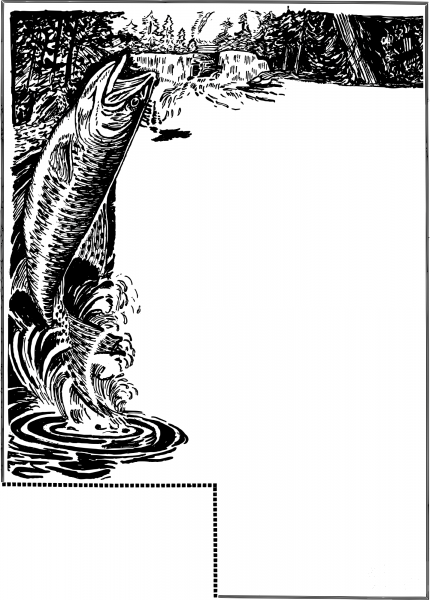 Vintage Jump Fish Frame coloring page image