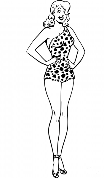 Vintage Jungle Girl coloring page image